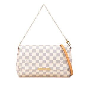 Louis Vuitton Damier Azur White Favorite Chain Shoulder Bag Leather